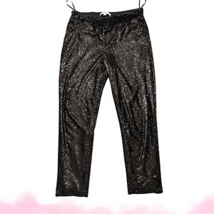 Black sequin joggers, size 10